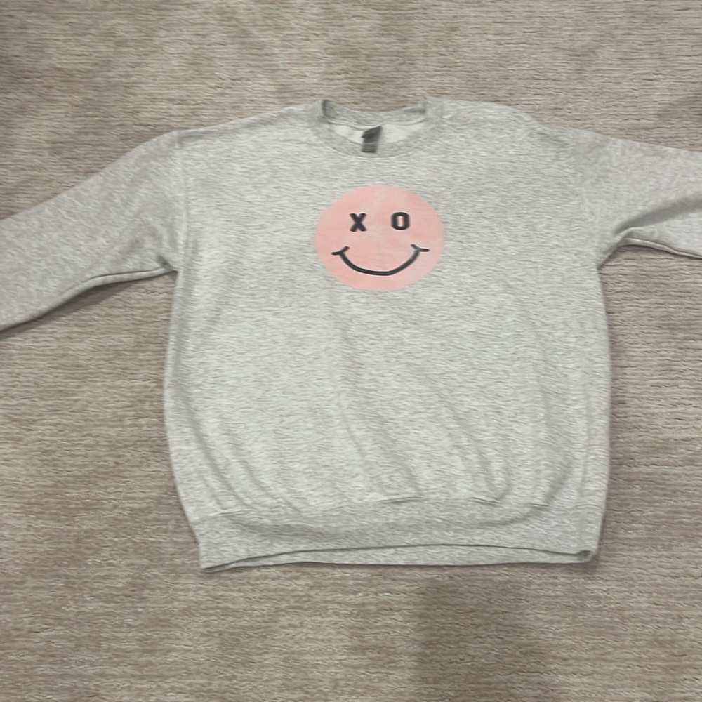 Grey Smiley Face Crewneck
